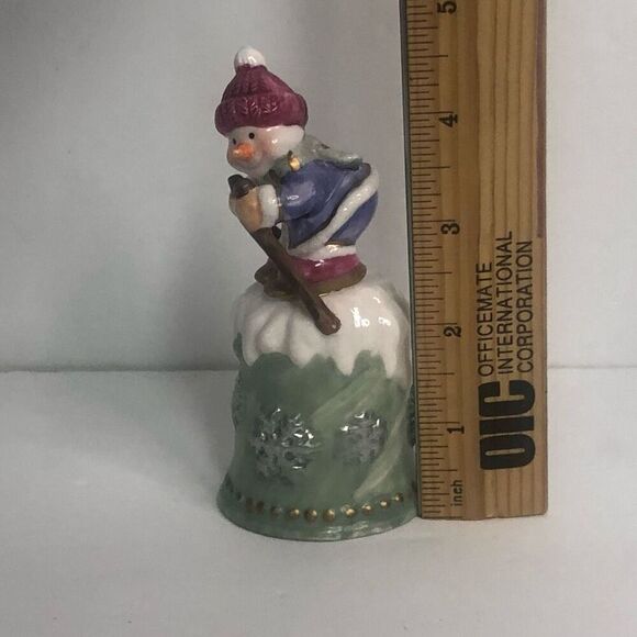 christmas bell snowman skiing bell replacement 5 inch christmas holiday - Picture 2 of 6